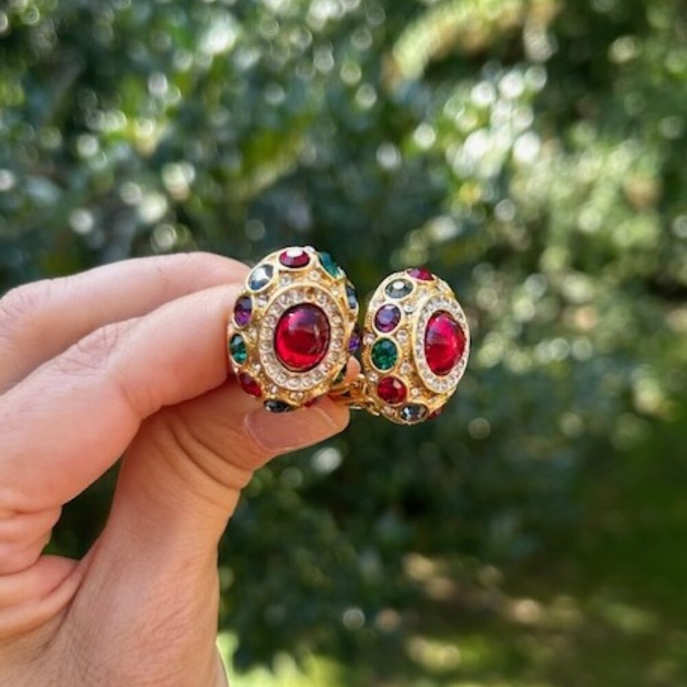 SPHINX Designer Oval Gold Rhinestone EARRINGS